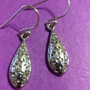 NEW-STERLING SILVER TEARDROP EARRINGS . 1-1/4 in.L
